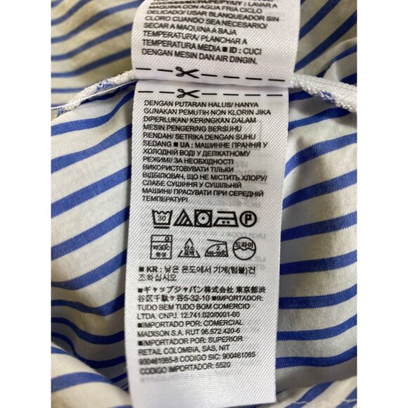 Gap XL Off-The-Shoulder Blue & White Striped Ruffle Blouse 100%‎ Cotton Eighties - Picture 5 of 8